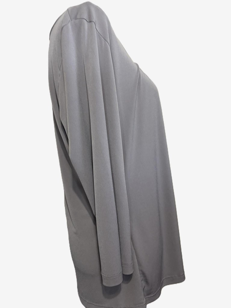 Susan Graver Essentials Liquid Knit Tunic Gray Medium M 3/4 Sleeve Stretch Top — image 4 of 8